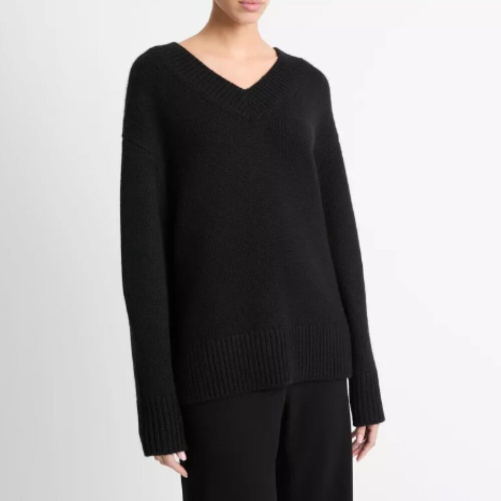 VINCE Wool Cashmere Drop-Shoulder V-Neck‎ Sweater XS